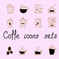 Set of icons with coffee